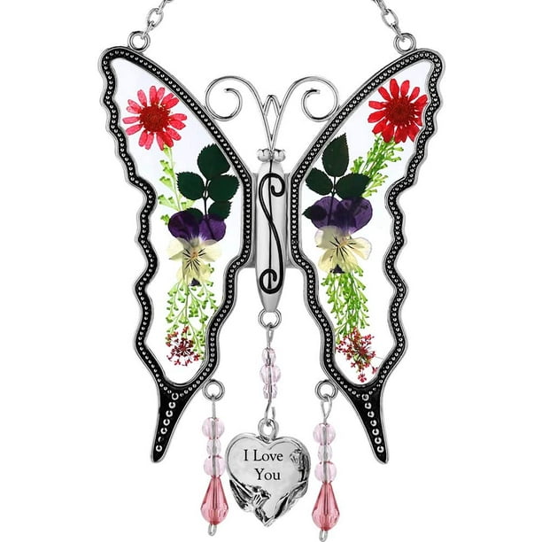 Butterfly Wind Chime Charm Colorful Metal Stained Glass Silver Metal G... D.I.D Butterfly Wind Chime Charm Colorful Metal Stained Glass Silver Metal G... D.I.D